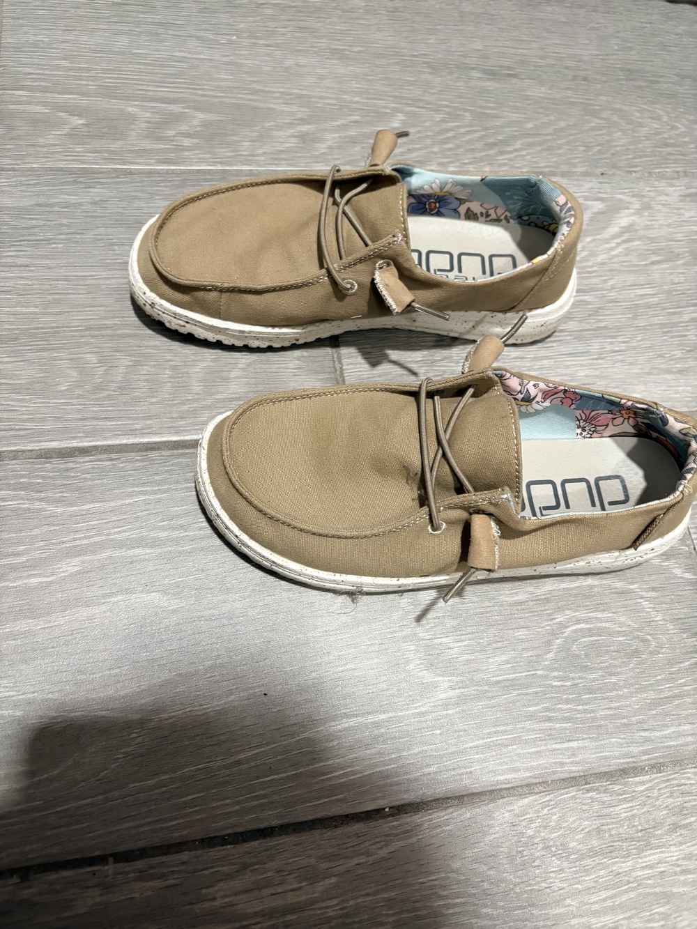 OluKai Kids Canvas Slip-On Sneakers in Tan with White Sole